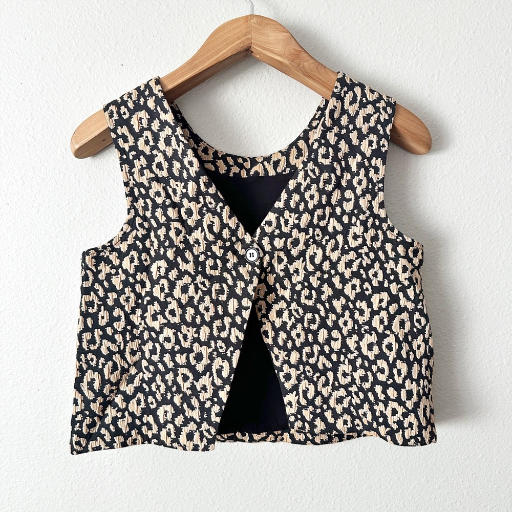 Maeve Brocade Leopard Print Wide Leg Pants & Crop Top Vest Set Women Size 2 - Picture 12 of 16